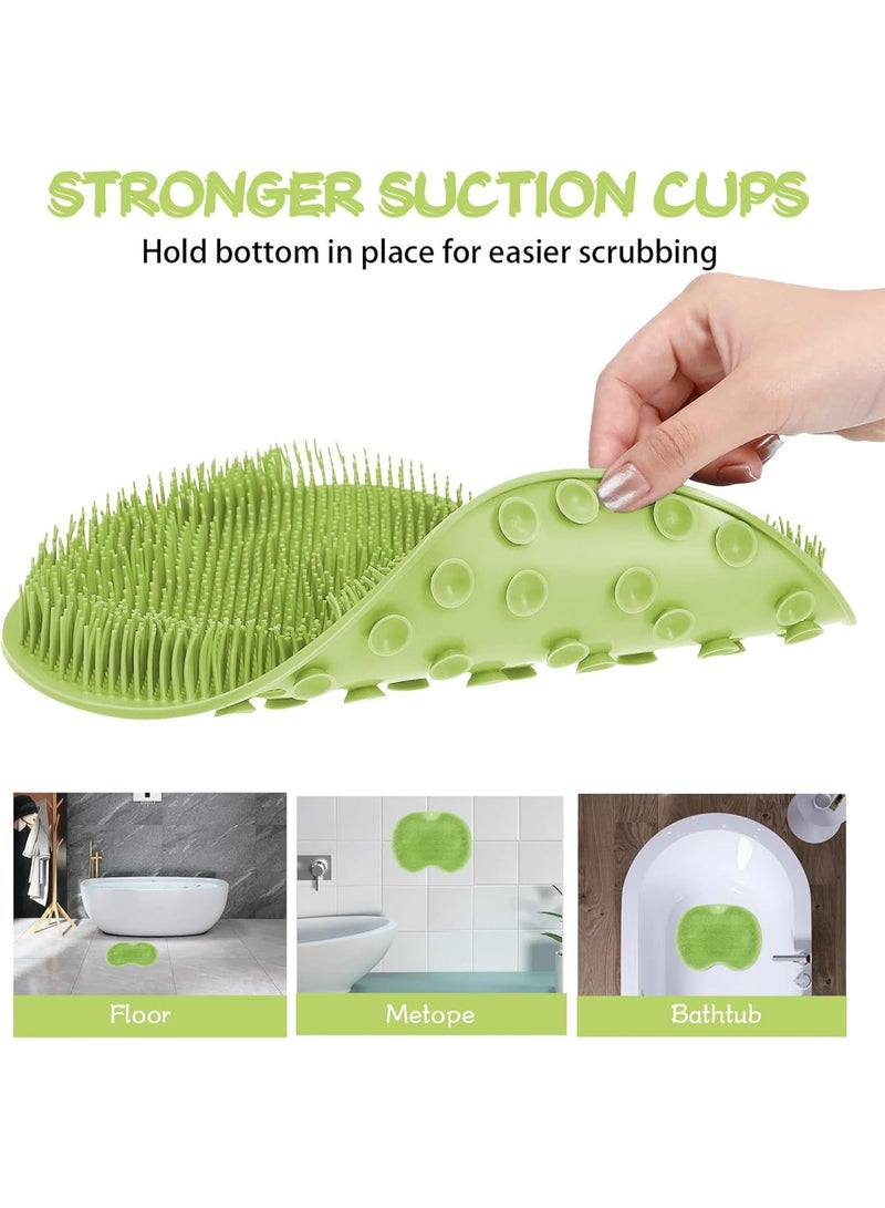هوانكسين هوم وسادة تدليك للحمام، فوط استحمام لتدليك القدمين والظهر، فرشاة للجسم، وسادة تدليك للحمام للكسالى مع أكواب شفط، حصيرة غسيل القدمين للحمام، تدليك القدم، تقشير الجلد الميت، فرشاة للقدم. (أخضر) - Image 3